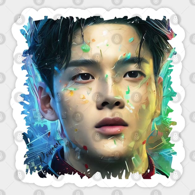 Rowoon SF9 로운 fan art portrait - colorful paint Sticker by Babush-kat